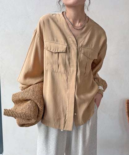 無領夾克風設計襯衫