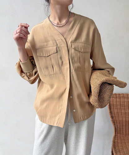 無領夾克風設計襯衫