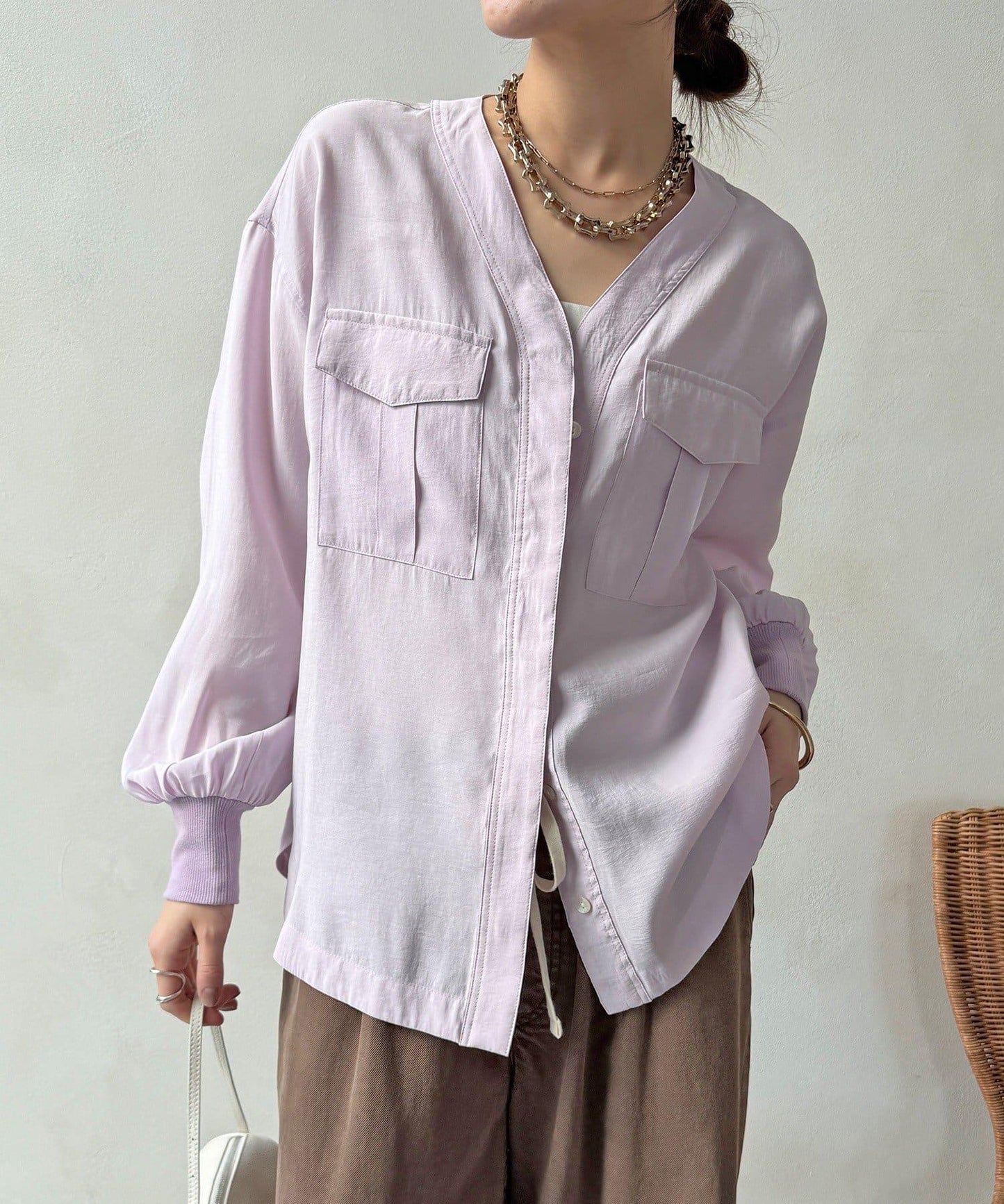 無領夾克風設計襯衫
