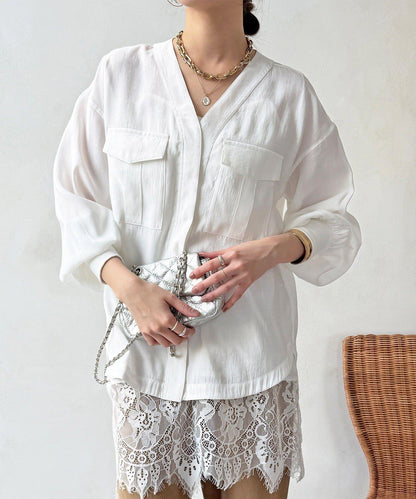 無領夾克風設計襯衫