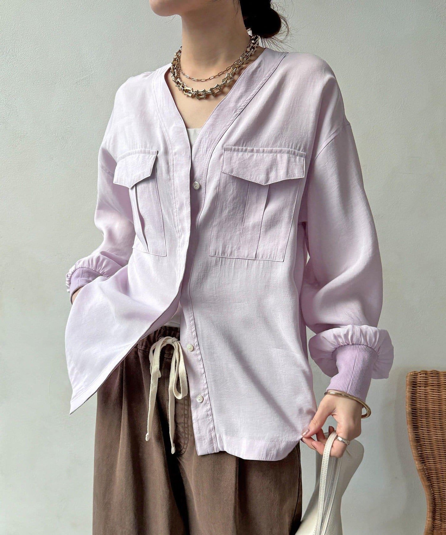 無領夾克風設計襯衫
