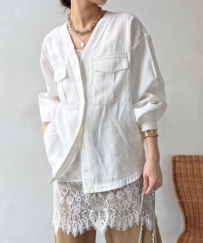 無領夾克風設計襯衫
