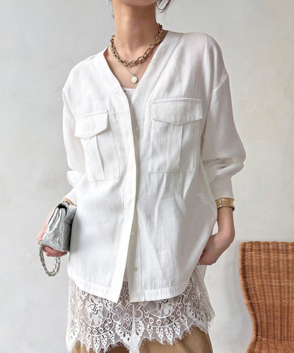 無領夾克風設計襯衫