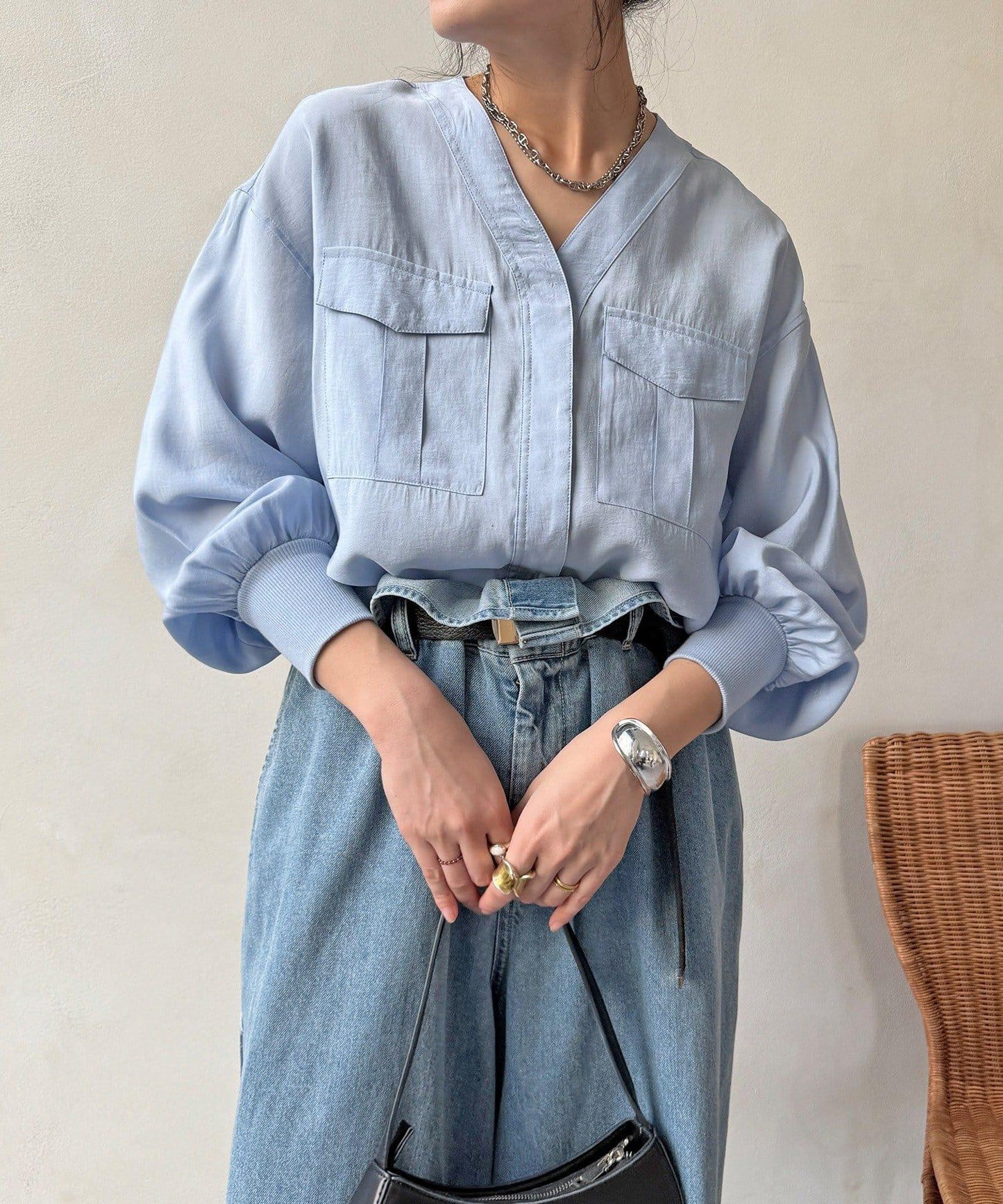 無領夾克風設計襯衫