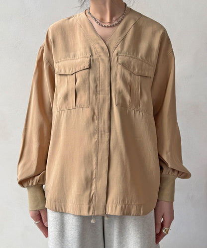 無領夾克風設計襯衫