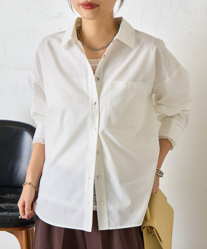 後褶設計寬鬆襯衫