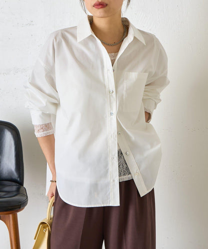 後褶設計寬鬆襯衫