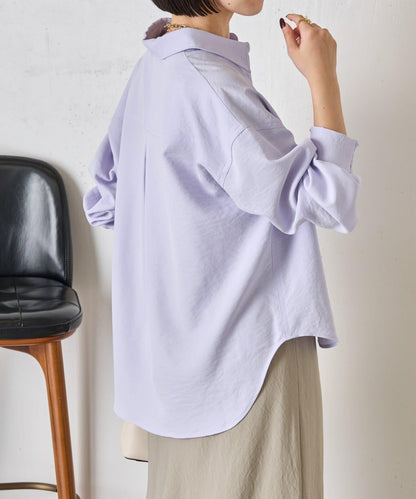 袖口抽褶 雙口袋 襯衫