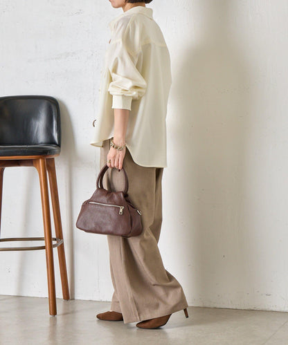 袖口抽褶 雙口袋 襯衫