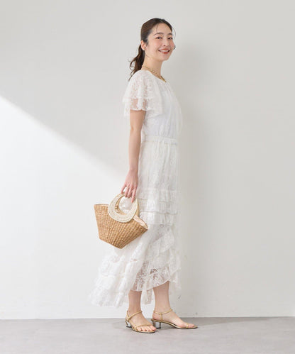 網紗刺繡 荷葉袖 襯衫