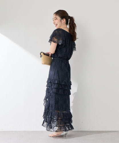 網紗刺繡 荷葉袖 襯衫