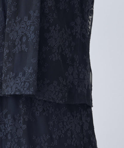 網紗刺繡 荷葉袖 襯衫