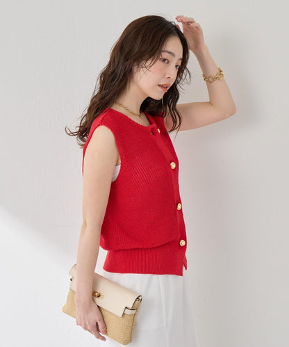 麻感棉前後兩穿單羅紋馬甲