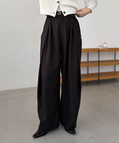 C.L 皮革腰帶設計 不規則褶襉 褲子