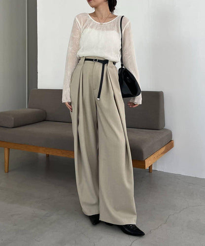 C.L 皮革腰帶設計 不規則褶襉 褲子