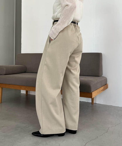 C.L 皮革腰帶設計 不規則褶襉 褲子