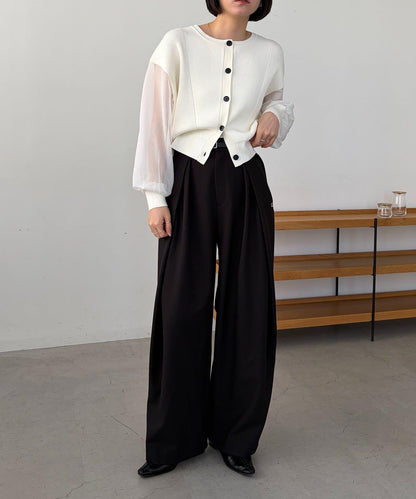 C.L 皮革腰帶設計 不規則褶襉 褲子