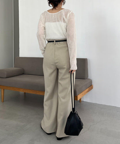 C.L 皮革腰帶設計 不規則褶襉 褲子