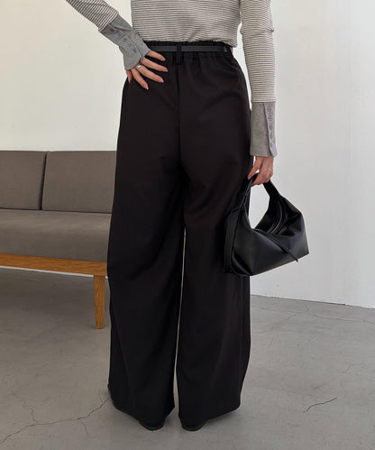 C.L 皮革腰帶設計 不規則褶襉 褲子