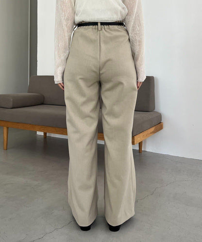 C.L 皮革腰帶設計 不規則褶襉 褲子