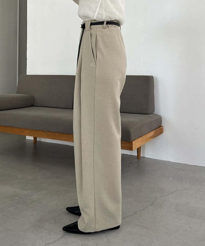 C.L 皮革腰帶設計 不規則褶襉 褲子