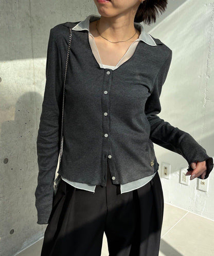 可持續 C.L 透膚疊穿羅紋長袖T恤