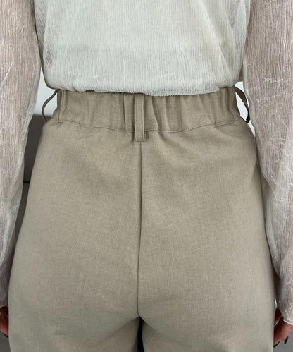 C.L 皮革腰帶設計 不規則褶襉 褲子