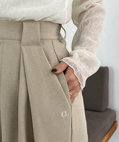 C.L 皮革腰帶設計 不規則褶襉 褲子