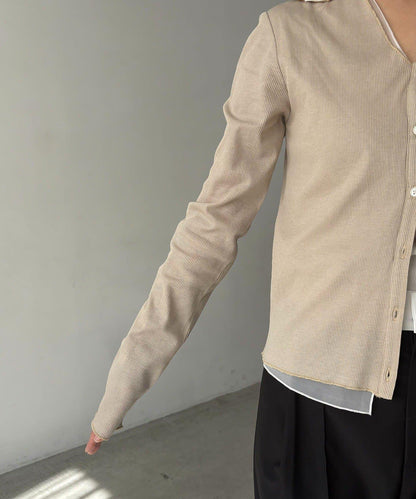 可持續 C.L 透膚疊穿羅紋長袖T恤