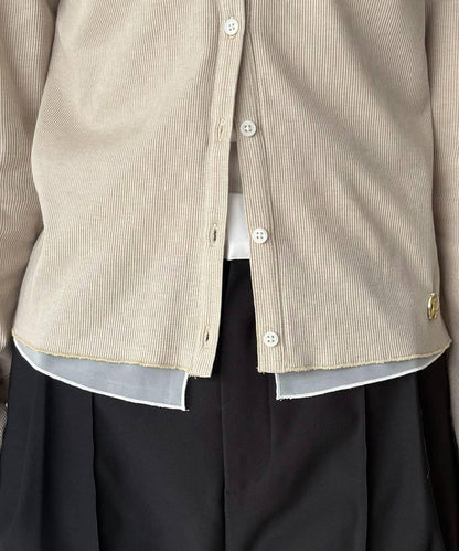 可持續 C.L 透膚疊穿羅紋長袖T恤