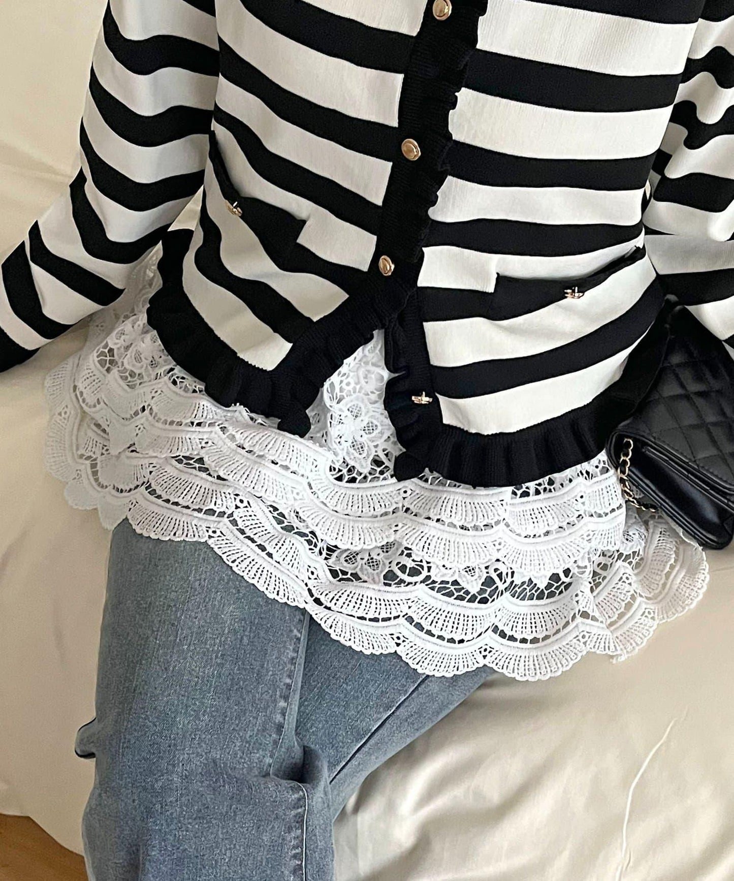 花卉蕾絲疊層迷你半身裙