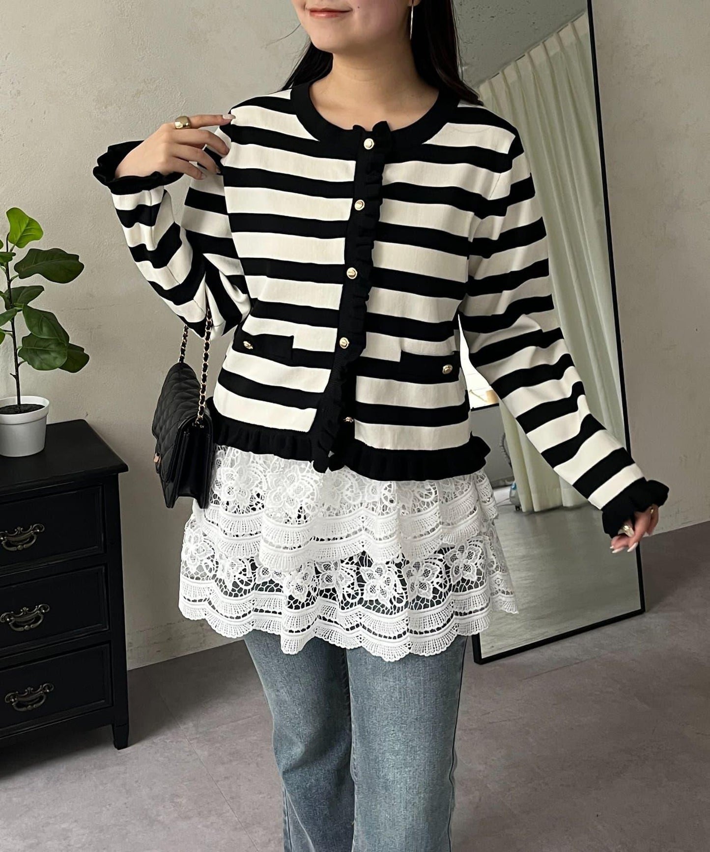 荷葉邊針織開衫