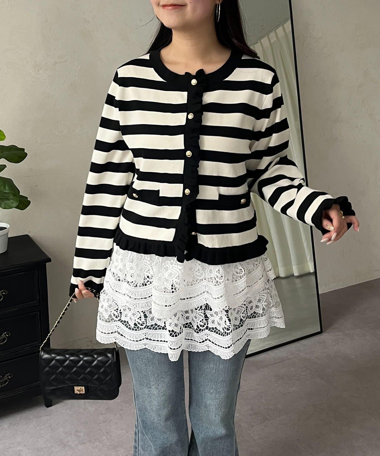 花卉蕾絲疊層迷你半身裙