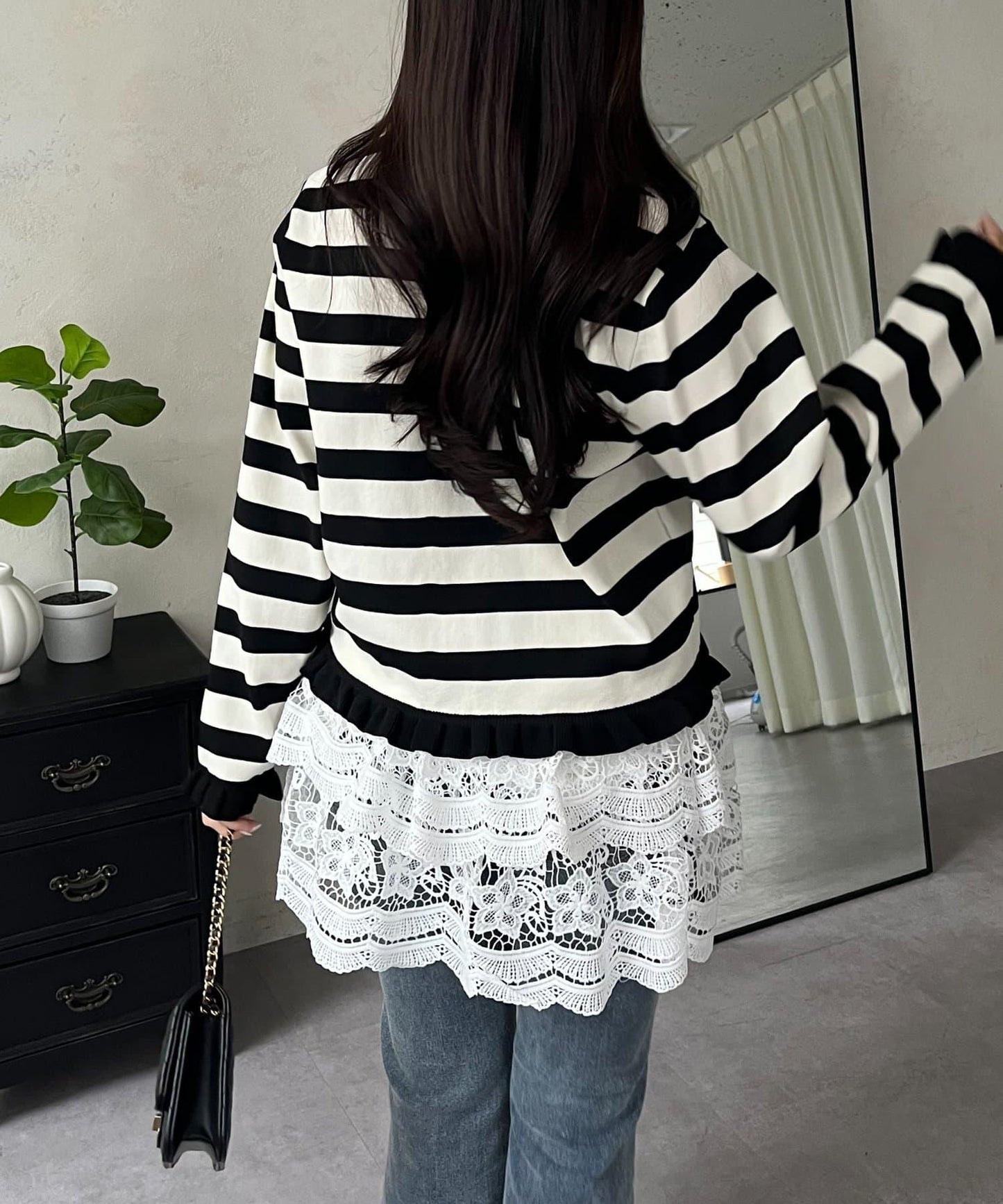 花卉蕾絲疊層迷你半身裙