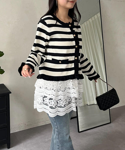 花卉蕾絲疊層迷你半身裙