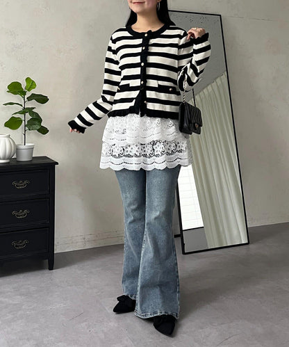 花卉蕾絲疊層迷你半身裙