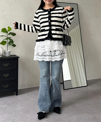 花卉蕾絲疊層迷你半身裙