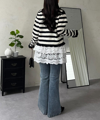 花卉蕾絲疊層迷你半身裙