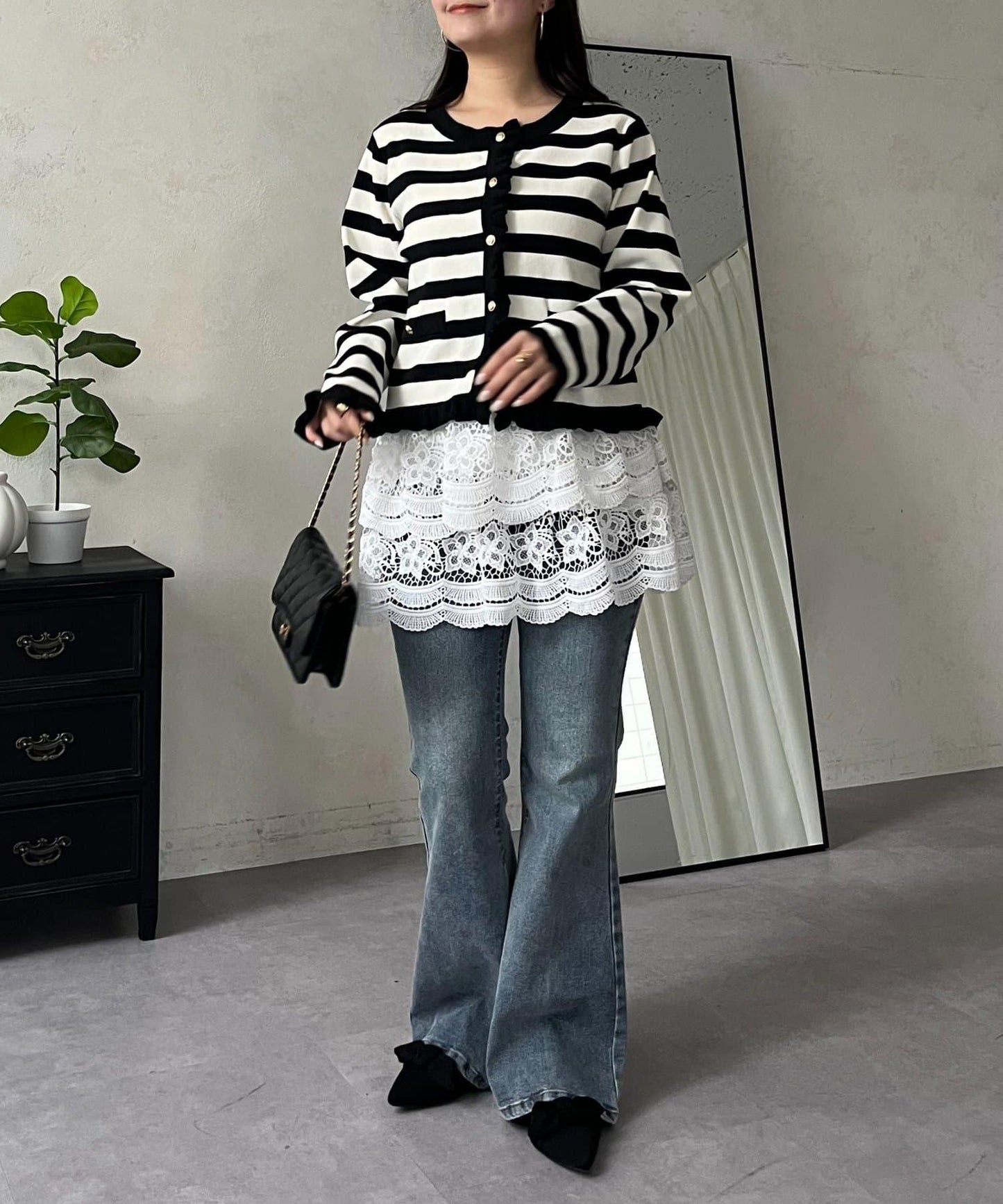 花卉蕾絲疊層迷你半身裙