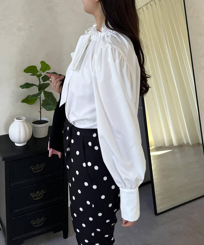 蓬袖 蝴蝶結領 女襯衫