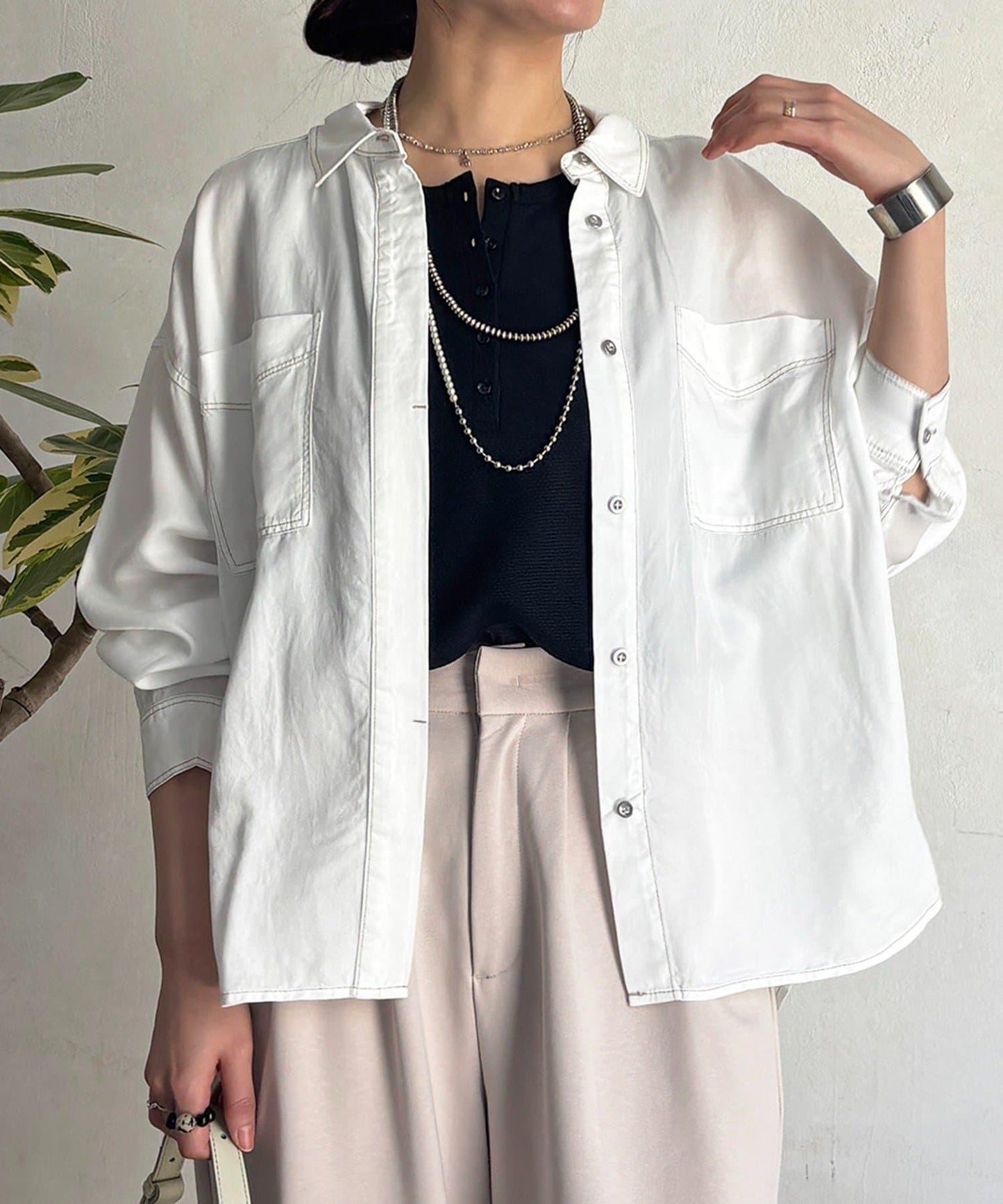 牛仔圓弧下襬襯衫