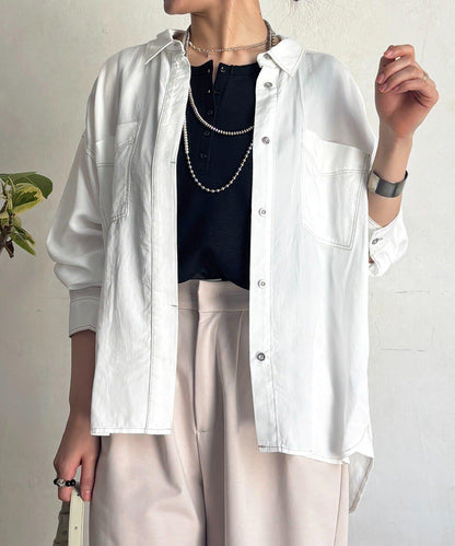 牛仔圓弧下襬襯衫