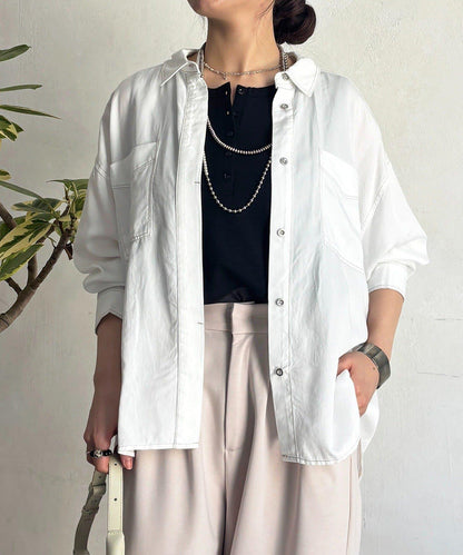 牛仔圓弧下襬襯衫