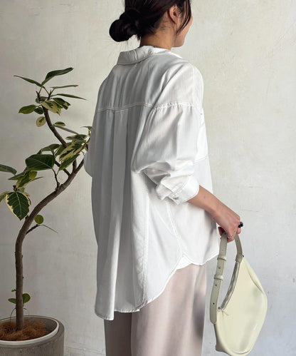 牛仔圓弧下襬襯衫