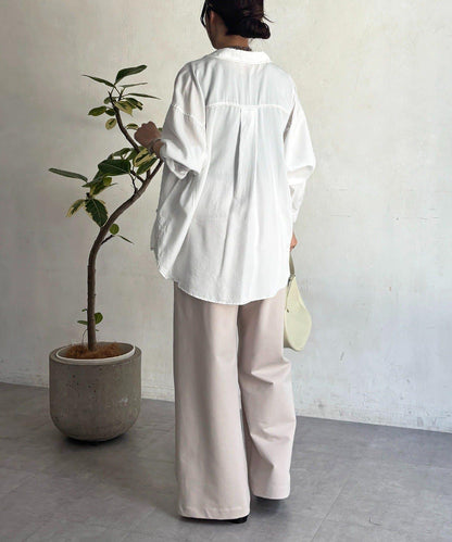 牛仔圓弧下襬襯衫