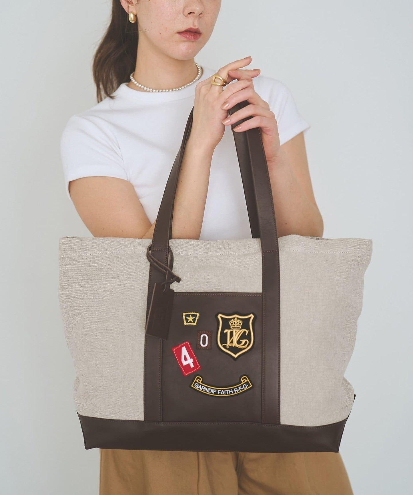 MARCO MASI 亞麻貼布托特包