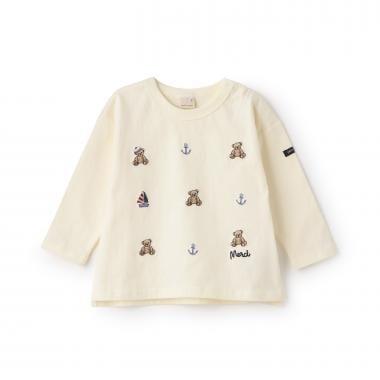 熊刺繡海軍風長袖T恤