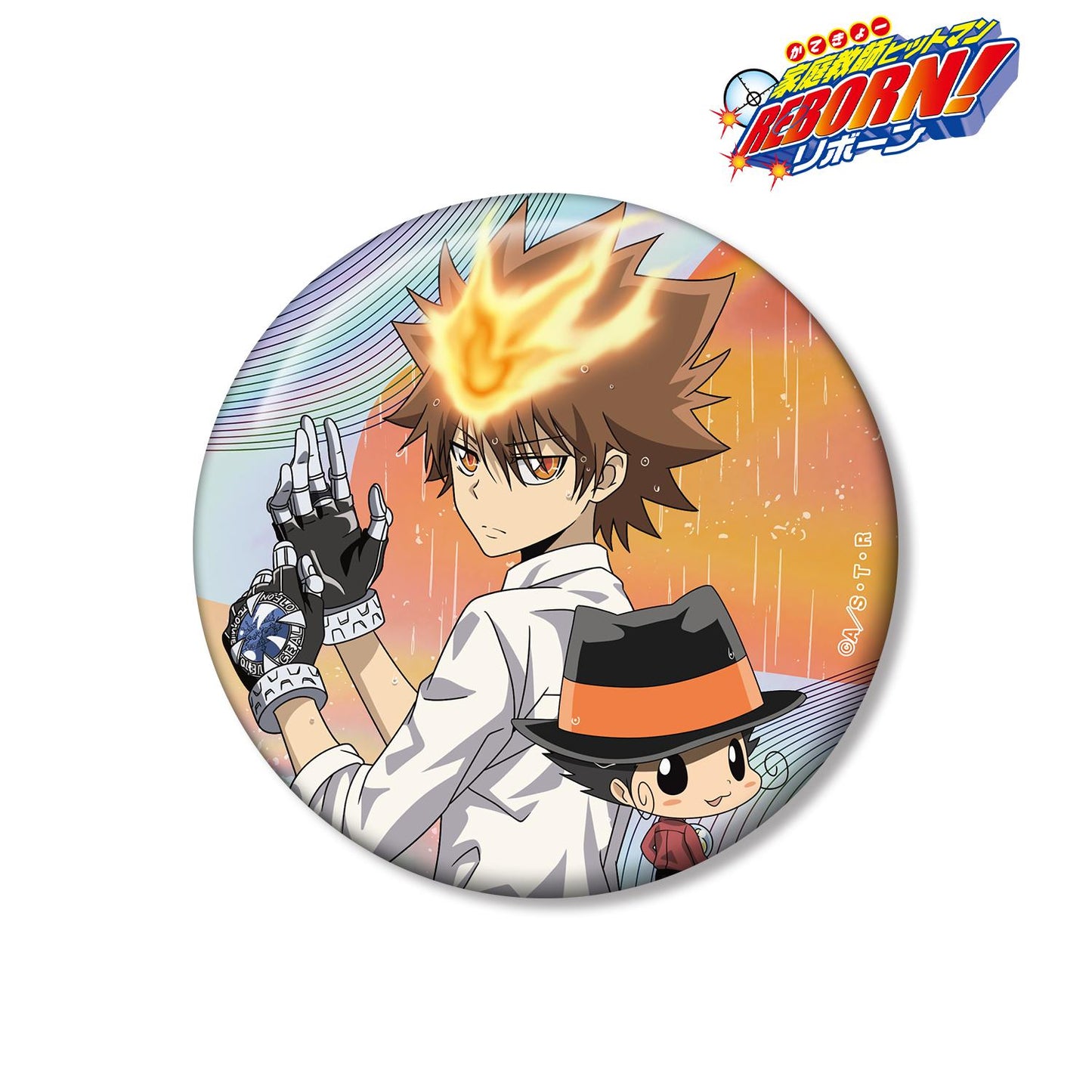 家庭教師HITMAN REBORN!（家庭教師HITMAN REBORN!） 新繪系列 沢田綱吉&リボーン 75mm虹彩徽章 戰鬥背影×雨ver.