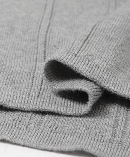 圖案Mesh 亨利領 針織上衣