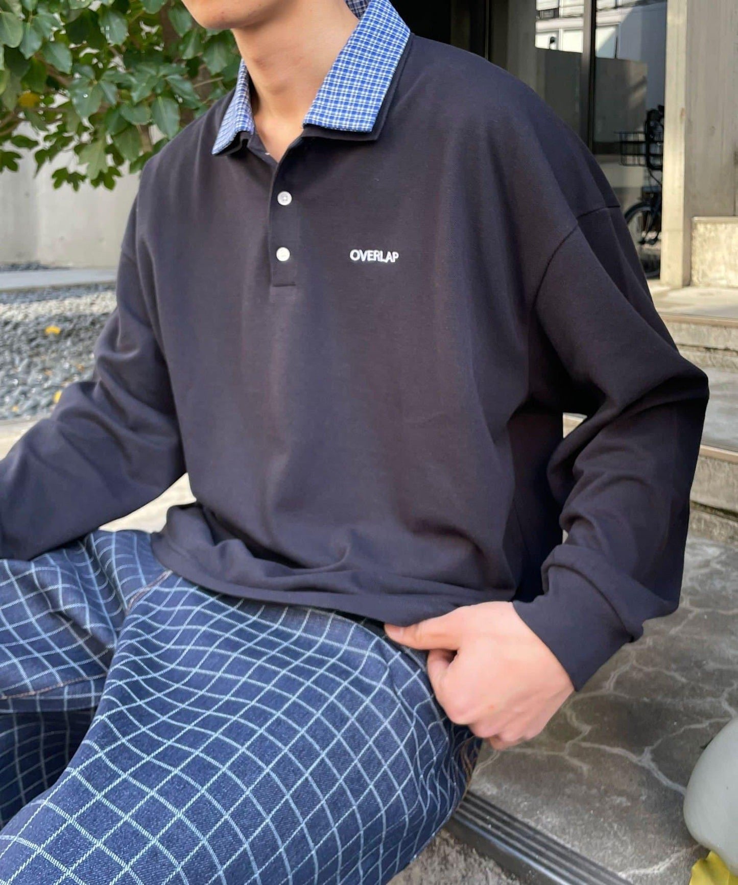 拼接領鹿子紋POLO衫